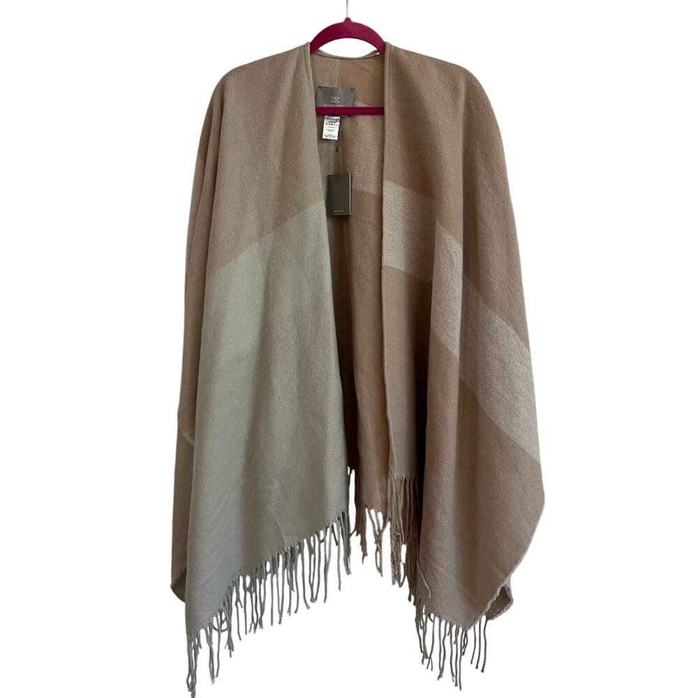 NEW Soia & Kyo Women's OS Powder Pink/Cream Fringe Shawl One Size Autumn Comfort